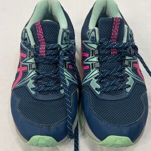 Asics Gel Venture 8 Navy and Pink Athletic Running Sneakers Size 9 Hiking Gym